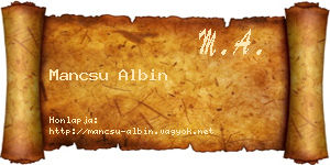 Mancsu Albin névjegykártya