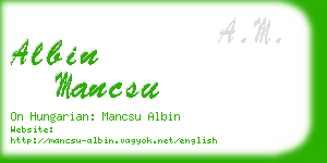 albin mancsu business card